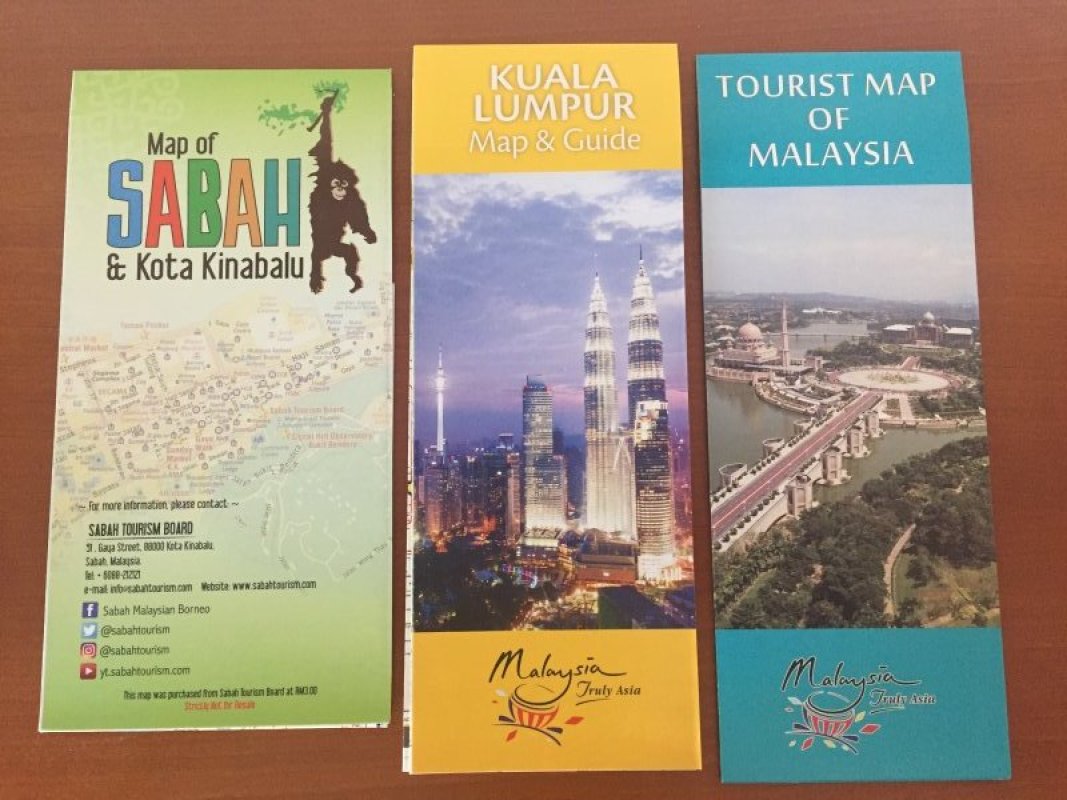 3 Faltkarten Malaysiasabah Kota Kinabalukuala Lumpur Neu