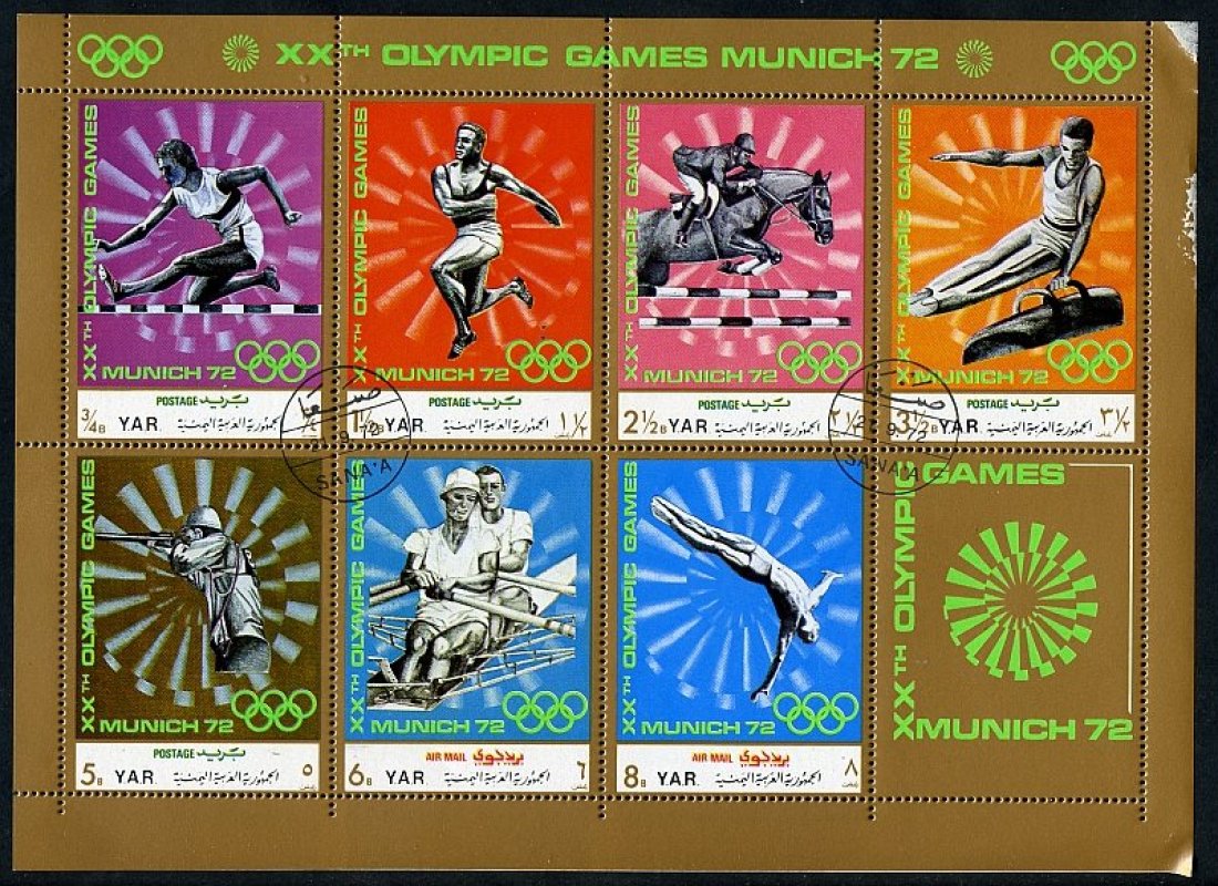 Briefmarkenblock Jemen Olympische Spiele 1972 München ...